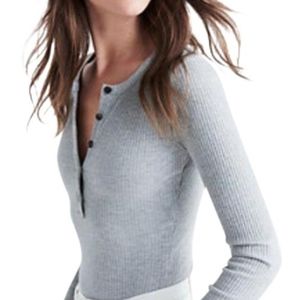 Madewell Demo Henley Bodysuit Grey, L